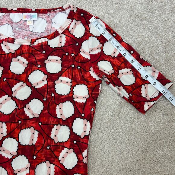 LuLaRoe Gigi Shirt Womens XXS Red Santas Christmas Santa Hats Holiday Ladies - Picture 8 of 9